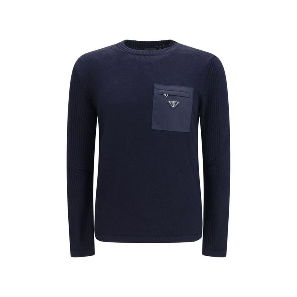 Prada Blue Wool Oves Aries Men's Sweatshirt